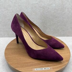 Banana Republic Suede Pumps Sz 8 Purple Plum Pointed Toe Stiletto Career Classic